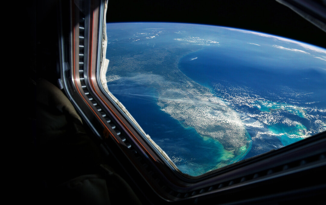 Image of Florida from Space through a hermetically sealed window